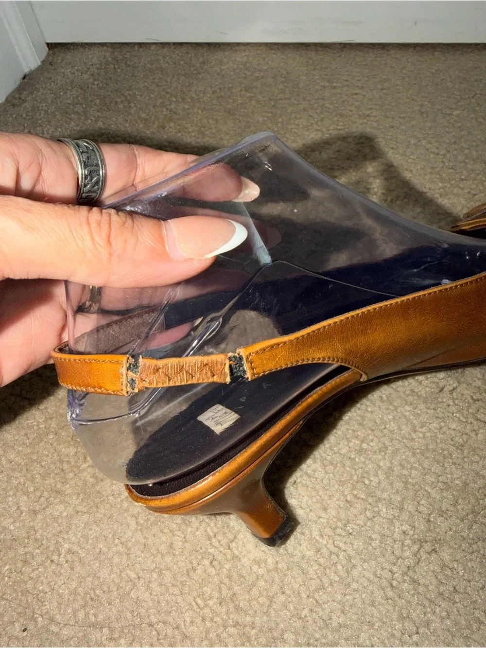 Vintage Paloma Pumps Womens 7.5 M Brown Leather Slingback Heels Made Italy